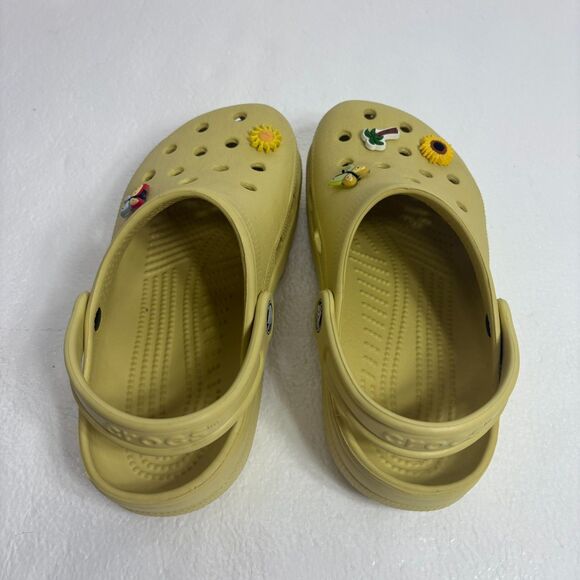 Crocs Classic Clog Slip On Clogs Mustard Yellow Unisex Men 3 Women 5 with Charms - Picture 12 of 13